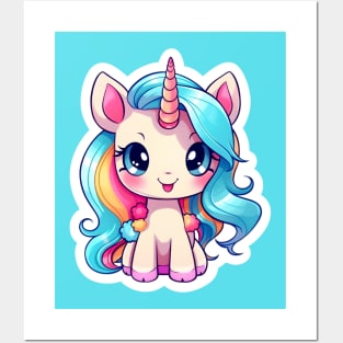 cute Kawaii Unicorn sticker Posters and Art